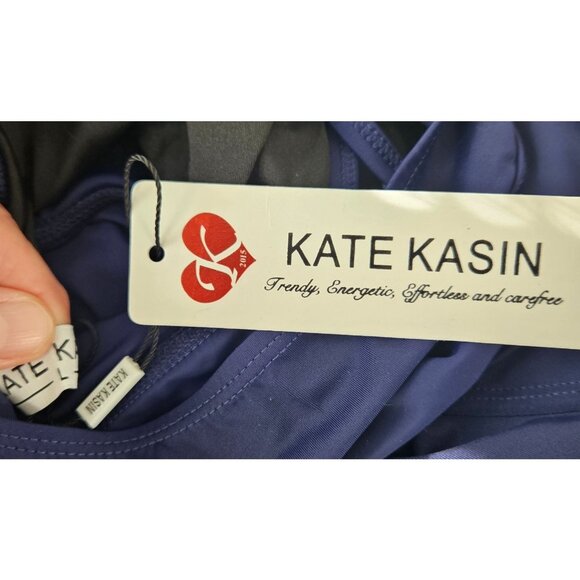 Kate Kasin Womens Navy Large Swimsuit with Boy Shorts Bow Tie & Crisscross Back - Picture 11 of 12